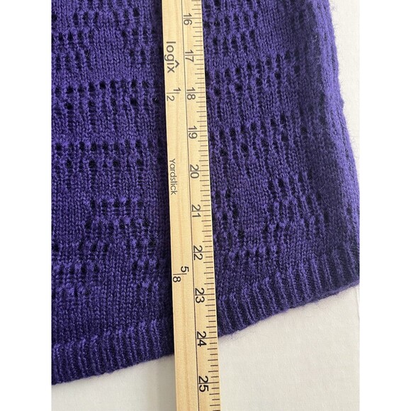 Chico's Purple Open Knit Short Sleeve Pullover Sweater Size  (2) / Medium (12) - Picture 6 of 9